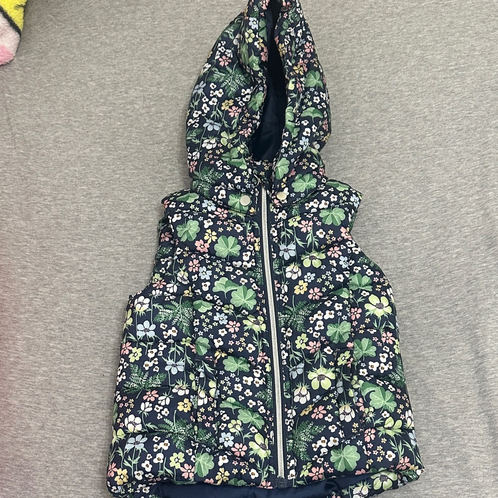 Floral Hooded Puffer Vest h&m 2-4A